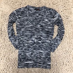 Grey striped fitted sweater